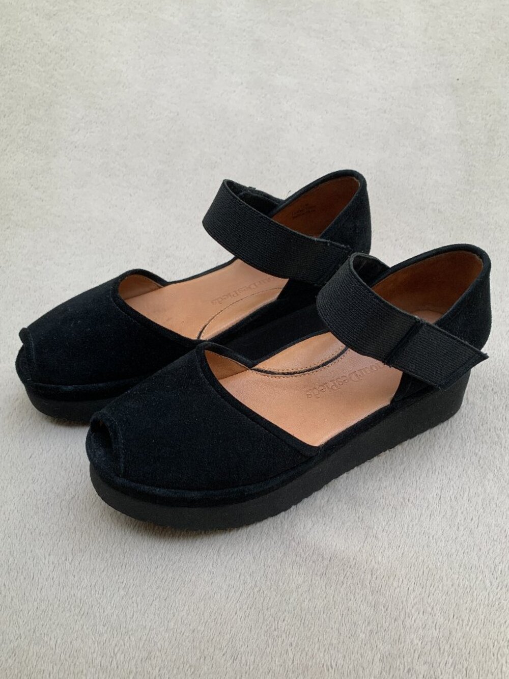 L'Amour Des Pieds Amadour Leather Peep Toe Platform Wedge Sandals Sz 7.5